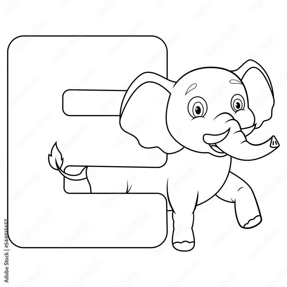 Illustration of E letter for Elephant Illustration of E letter for Elephant