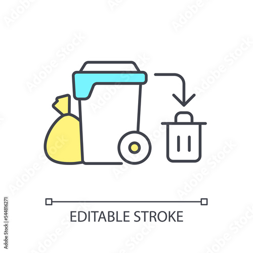 Trash can in ux ui design RGB color icon. User psychology. Using familiarity. Real world objects. Isolated vector illustration. Simple filled line drawing. Editable stroke. Arial font used