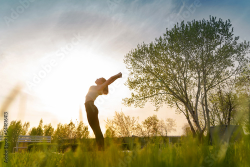 Bilde på lerret Healthy woman yoga lifestyle balanced practicing meditate and zen energy exercis