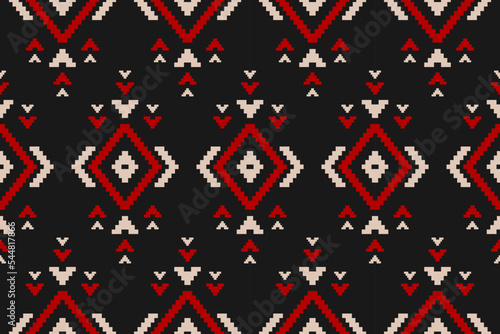 Fabric tribal pattern art. Geometric ethnic seamless pattern traditional. American, Mexican style. Design for background, wallpaper, illustration, fabric, clothing, carpet, textile, batik, embroidery.