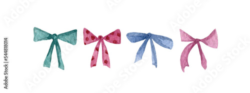 Watercolor festive, holiday, gift bow, ribbon, soft illustration, simple, cute, celebration