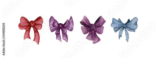 Watercolor festive, holiday, gift bow, ribbon, soft illustration, simple, cute, celebration