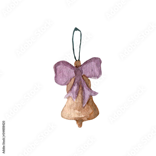 Watercolor Christmas tree toy, soft illustration, single, simple, cute