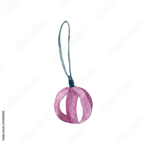 Watercolor Christmas tree toy, soft illustration, single, simple, cute