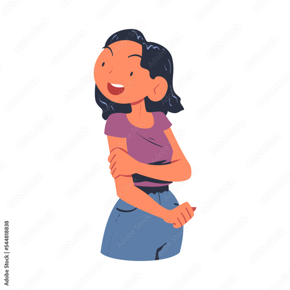 Happy Woman Character Looking Into the Distance with Curious Face Vector Illustration Happy Woman Character Looking Into the Distance with Curious Face Vector Illustration
