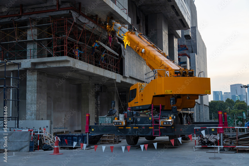 Fototapeta premium rebar equipment, reinforced steel in construction design 