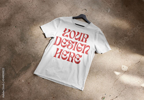 T Shirt Mockup on a Floor With Custom Color