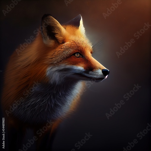 Stunning photorealistic portrait of red fox, generated by Ai