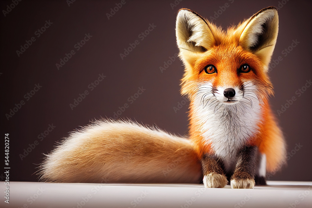 Picture of a cute fox sitting in studio Picture of a cute fox sitting in studio