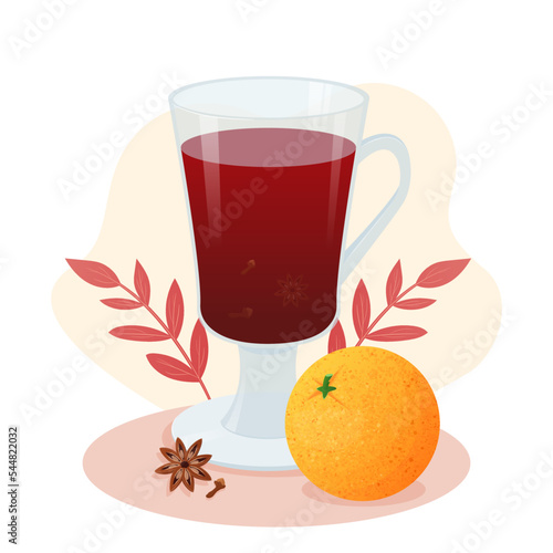 mulled wine with spices and orange