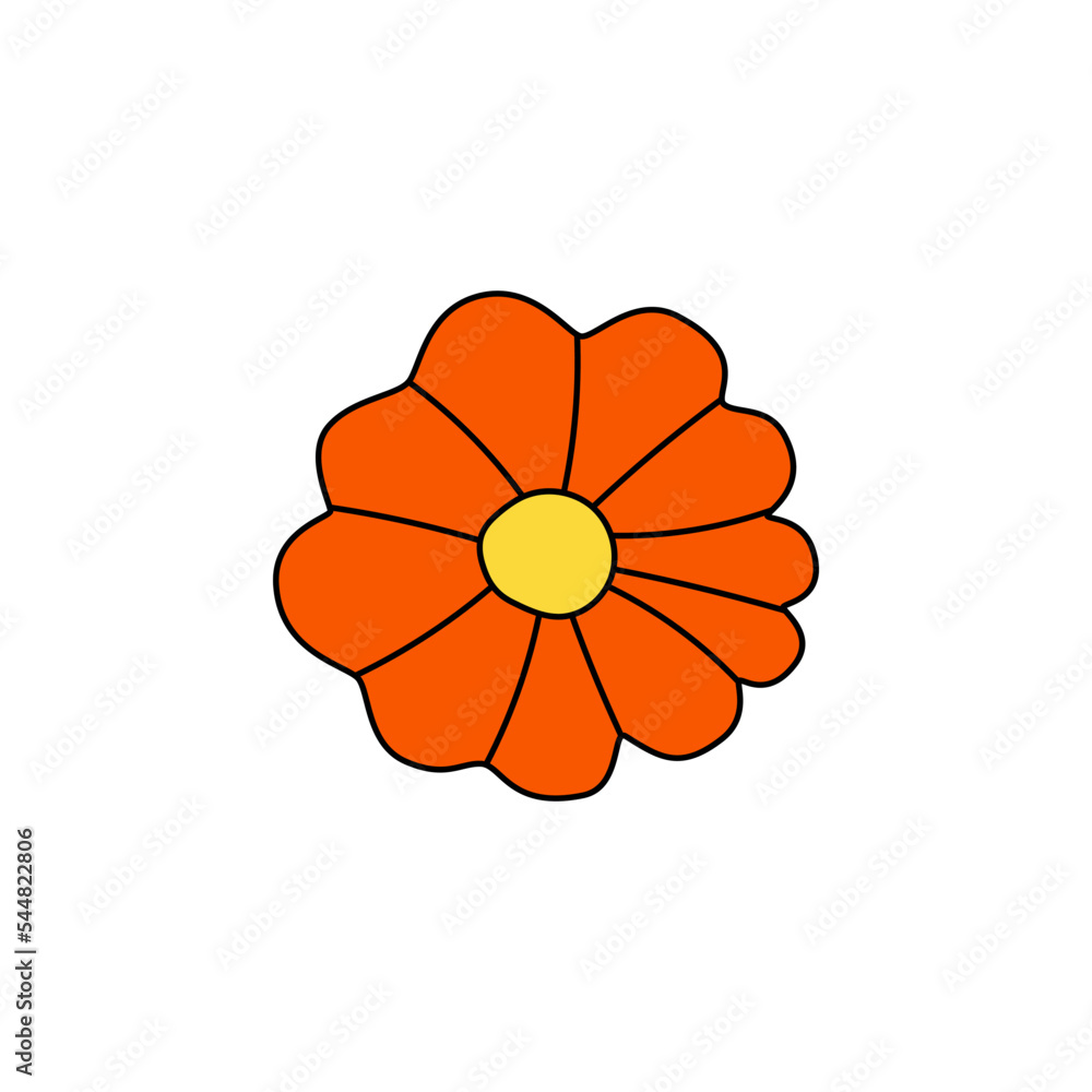 Retro Groovy Flower Element, Daisy flat icon in doodle style. Cute Hand Drawn Hippy Flower inspirited by 70s years. Vintage vector illustration isolated on white background. Floral for poster, print. Retro Groovy Flower Element, Daisy flat icon in doodle style. Cute Hand Drawn Hippy Flower inspirited by 70s years. Vintage vector illustration isolated on white background. Floral for poster, print.