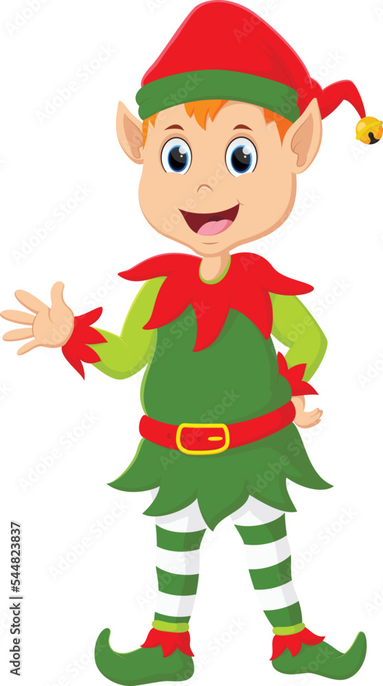 Cartoon Cute green christmas elf posing Cartoon Cute green christmas elf posing