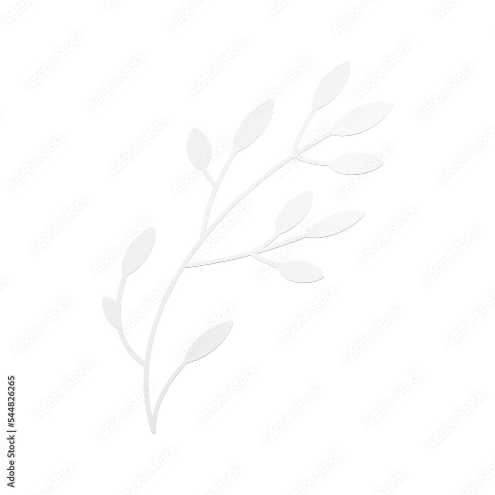 White winded branch botanical elegant art wedding fashion decor element 3d icon realistic