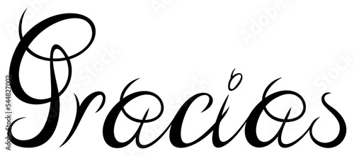Danke in Spanisch. Kalligrafischer Gruß Vektor in schwarz. Weißer Hintergrund.
Für Hintergründe, Kalender, Einladungen, Grußkarten etc.