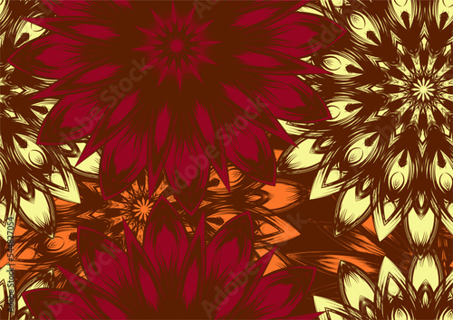 Flowers. Seamless floral background. Tracery handmade nature ethnic fabric backdrop pattern. Textile design texture. Decorative color art. Vector