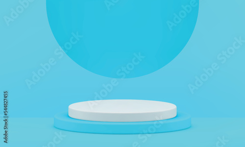 Blue 3d pedestal cylinder platform for event celebration geometric display semicircle hole vector