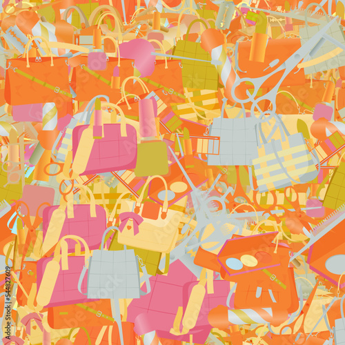Background pattern abstract seamless design texture. Theme is about , tones, beauty, fashion, stuff, razor blade, satchel, content, personal, pomatum, shaving, business, handle, leather