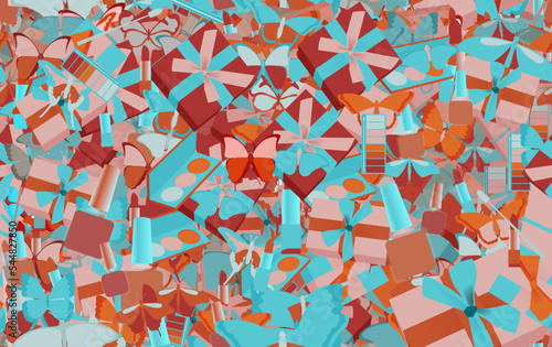 Background pattern abstract seamless design texture. Theme is about present, merry, new, pomatum, celebrate, brush, anniversary, tones, surprise, wrapped, nail polish, festive, tropical