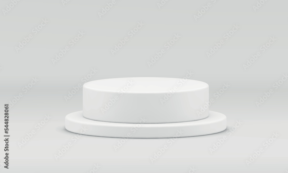 White 3d podium empty cylinder foundation platform for win champion celebration realistic vector White 3d podium empty cylinder foundation platform for win champion celebration realistic vector