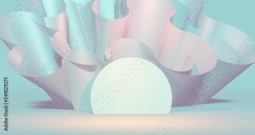 Podium backdrop for product display with dreamy abstract composition background 3d render