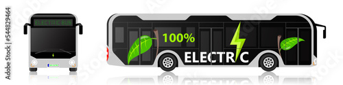 Electric Bus side view and front view
