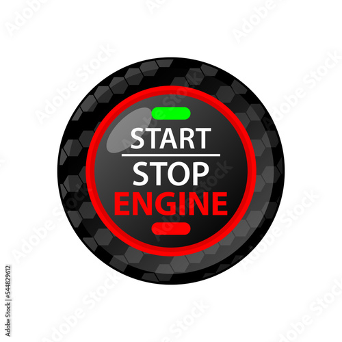 Engine start stop carbon button illustration