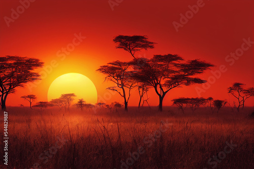 amazing red  sunset in the savannah © Melinda Nagy