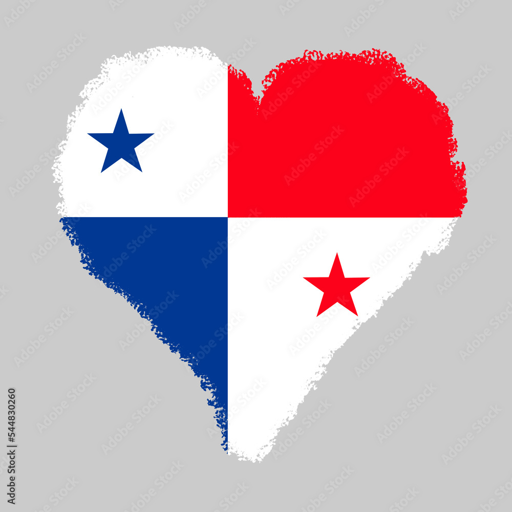 Panama colorful flag in heart shape with brush stroke style isolated on grey background Panama colorful flag in heart shape with brush stroke style isolated on grey background
