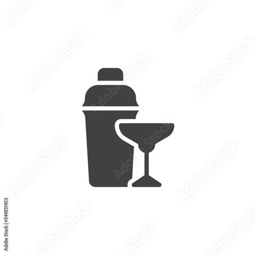 Cocktail shaker and martini glass vector icon