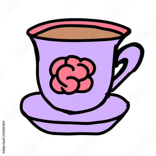 Cute cup of tea. Doodle vector illustration