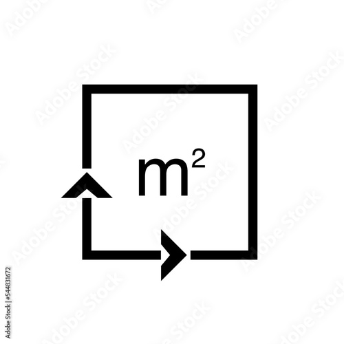 Coordinate axes sign. Coordinate system. Square area icon. Measuring land area. Vector outline illustration isolated on white background.