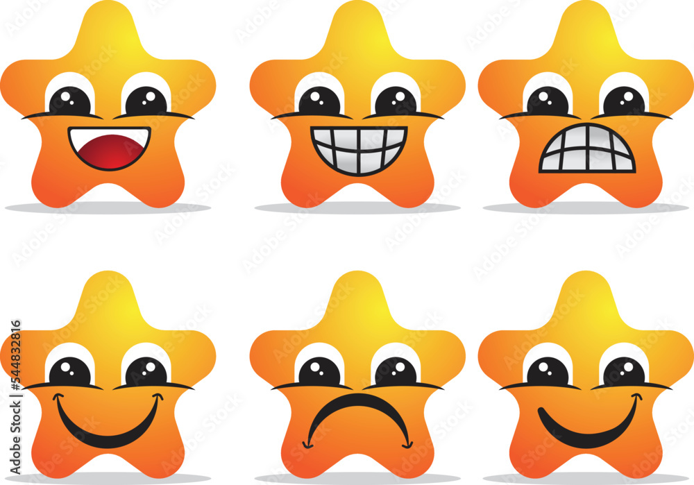 set of smiles star Vector set of smiles star Vector