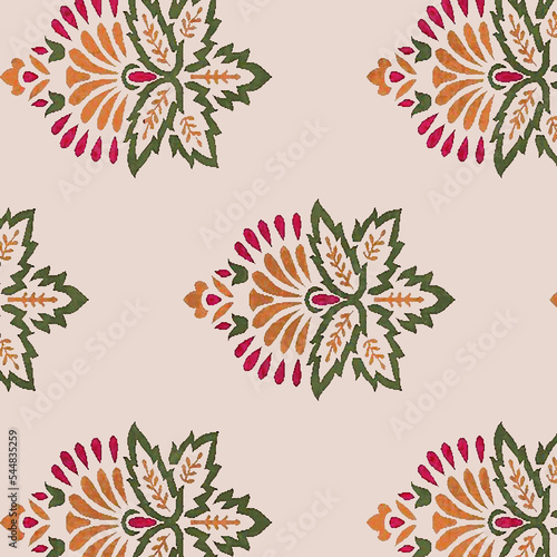 Fototapeta Naklejka Na Ścianę i Meble -  Ajrakh Pattern and block print Pattern and batik print allovers Background digital textile pattern