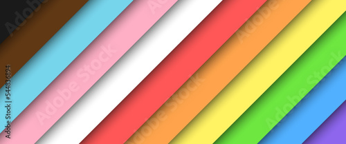 Paper cut web banner template. LGBTQ rainbow flag on black background. Editable vector illustration.