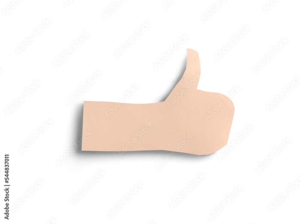 Thumbs up paper craft with shadow on white background Thumbs up paper craft with shadow on white background