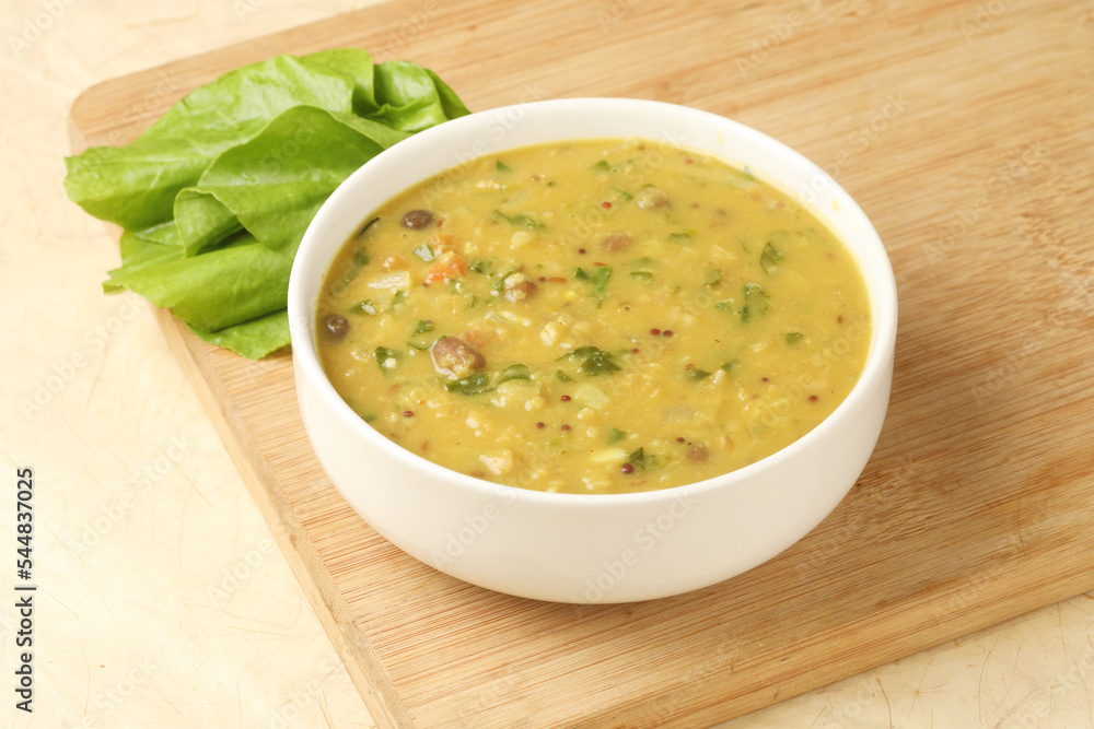 Healthy Dal Palak or yellow Toor Spinach Daal recipe also known as Patal Bhaji in India,
