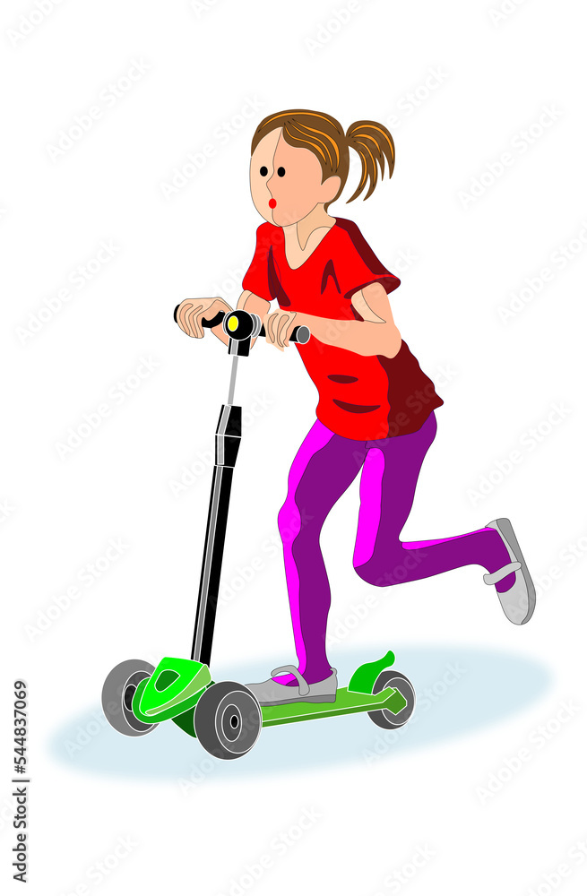 Kid riding on Kick Scooter Kid riding on Kick Scooter
