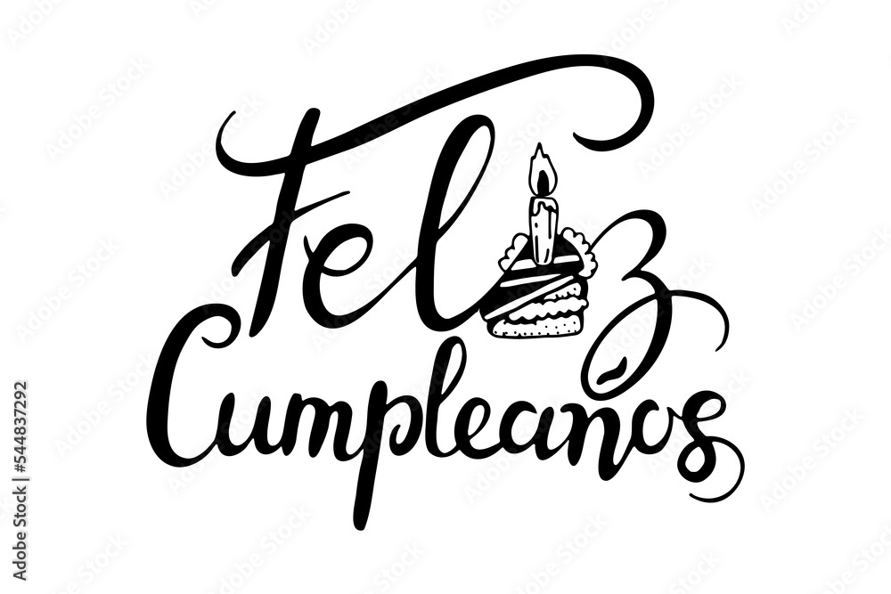Feliz Cumpleanos - happy birthday spanish text - vector lettering 20308406  Vector Art at Vecteezy