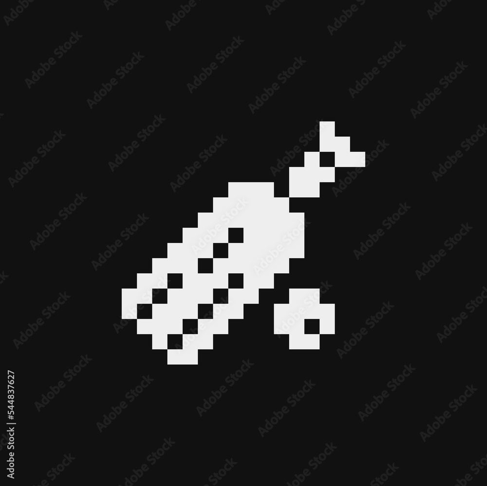 Cricket Bat and Ball emoji, pixel art icon. Sport equipment. Game