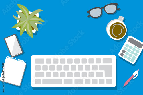 リモートワーク　お部屋やカフェで仕事するイラスト
