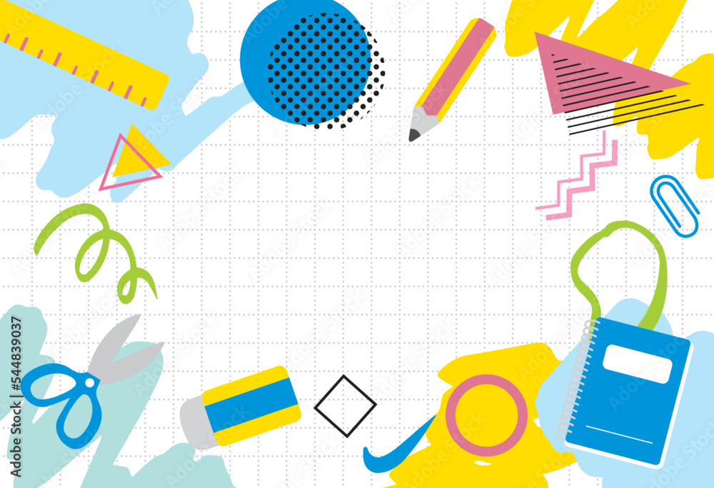 Obraz premium 元気カラーな文房具イラスト