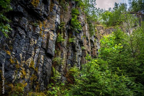 An abandoned basalt quarry  Klu  ky  declared a natural monument with exposed basalt columns. 