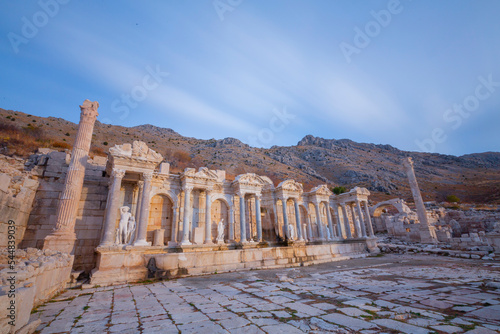 The ancient site of Sagalassos, nestled in the Taurus Mountains, is among the most well preserved ancient cities in the country. A view from the ruins of the Roman bath complex. Burdur-TURKEY photo