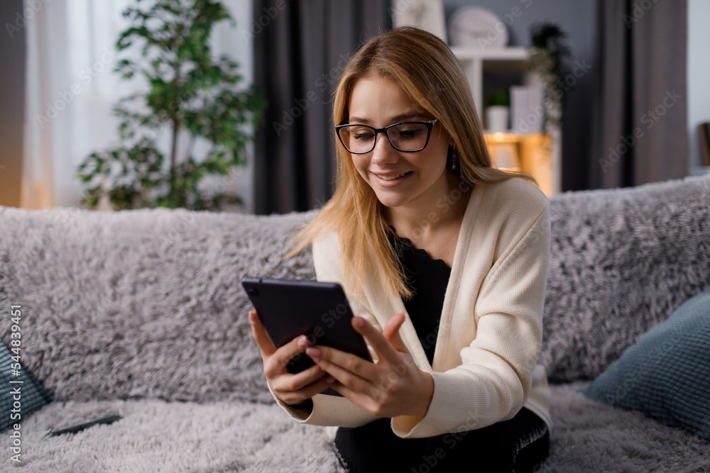 Happy woman using tablet Happy woman using tablet