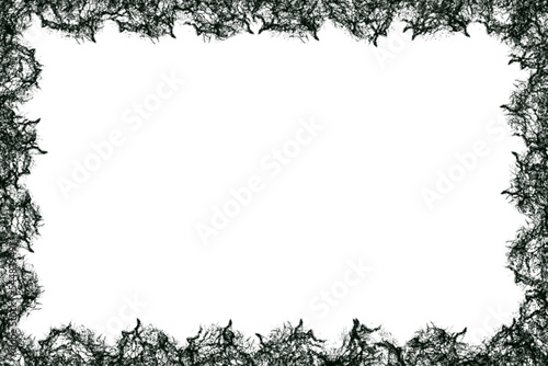 Black grunge texture border frame over transparent