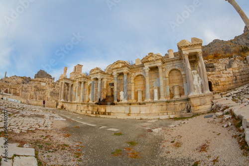 The ancient site of Sagalassos, nestled in the Taurus Mountains, is among the most well preserved ancient cities in the country. A view from the ruins of the Roman bath complex. Burdur-TURKEY photo