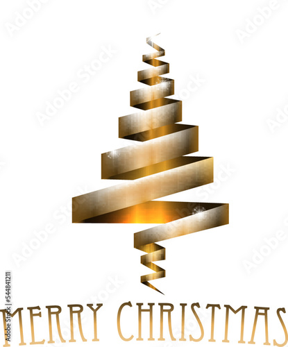 A gold Christmas tree ribbon concept illustration