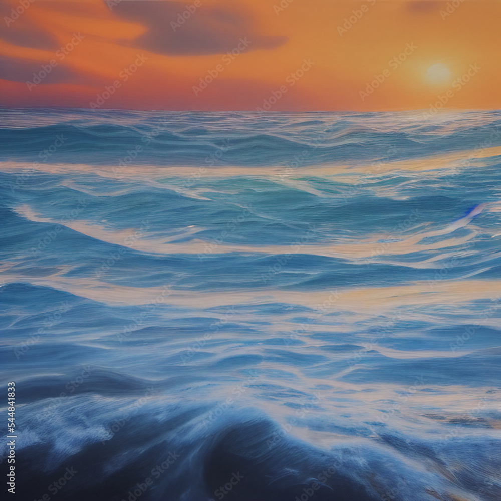 Ocean Waves Oil Painting High Detail