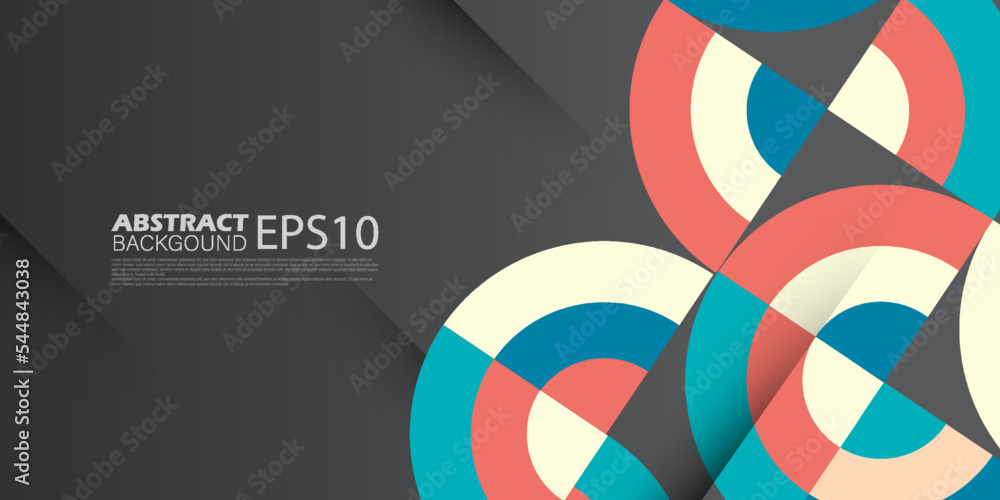 Trendy and modern abstract geometric pattern with bright colorful shape multi layers on grey background. Eps10 vector Trendy and modern abstract geometric pattern with bright colorful shape multi layers on grey background. Eps10 vector