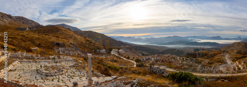 The ancient site of Sagalassos, nestled in the Taurus Mountains, is among the most well preserved ancient cities in the country. A view from the ruins of the Roman bath complex. Burdur-TURKEY photo